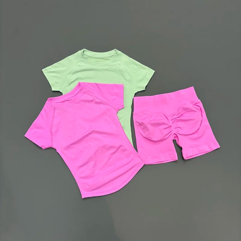 Women's Ribbed Short-Sleeve Top and Shorts Set