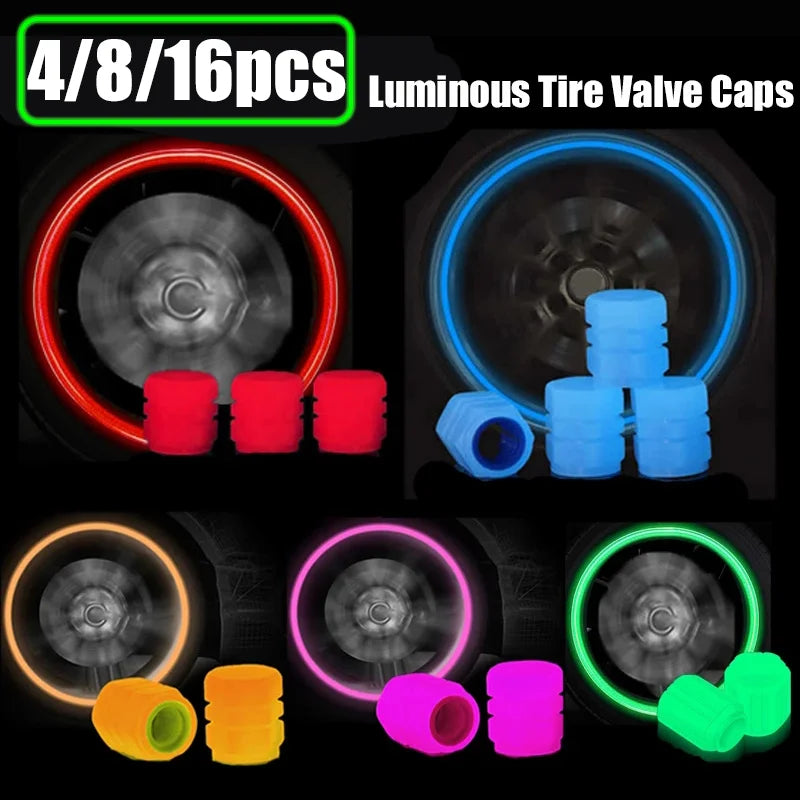 Glow-in-the-Dark ABS Tire Valve Caps – Set of 4