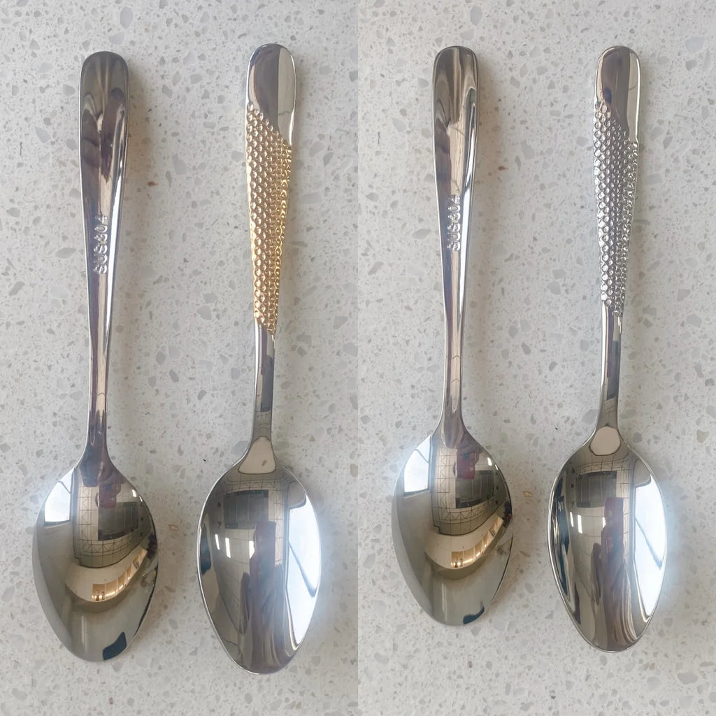Hammered-Handle Stainless Steel Flatware Sets