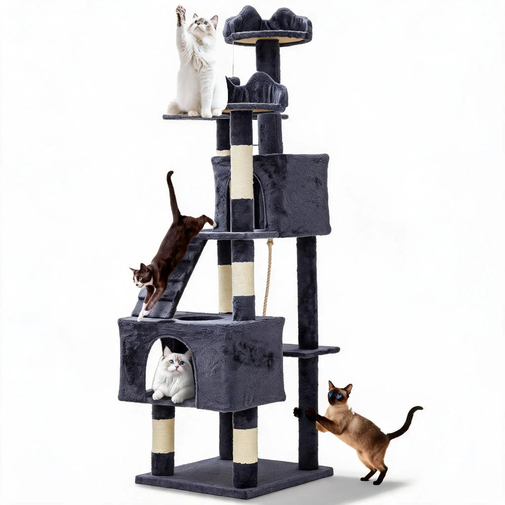 72" Cat Tree with Hammock, Perches & Scratching Posts
