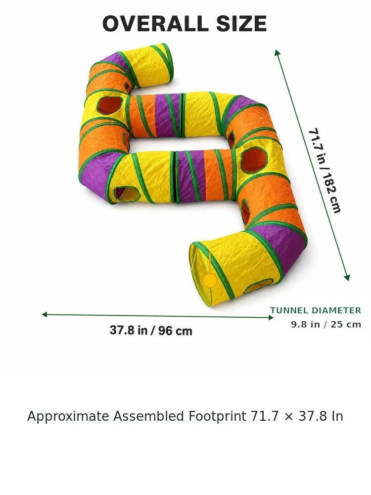 Zoe Double E-Shaped Cat Tunnel Maze with Toys
