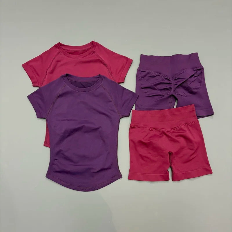 Women's Ribbed Short-Sleeve Top and Shorts Set