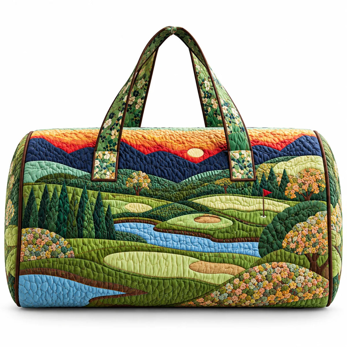 Foldable Quilted Golf Cart Print Duffle Bag Large Travel Weekender Shoulder Tote Bag Whispering Desires Shoppe