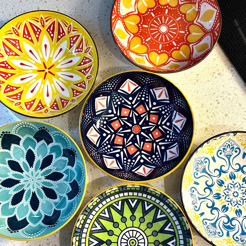 Bohemian Ceramic Plates, 6-Piece Set