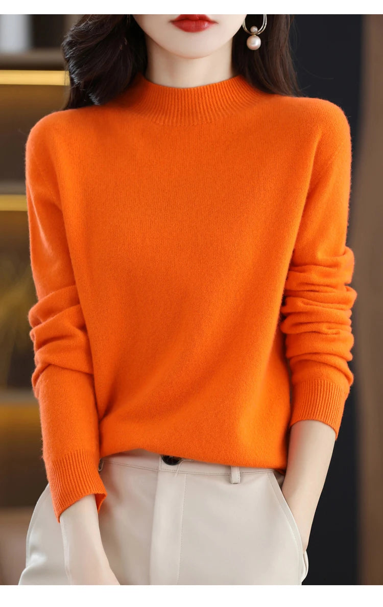 Women's Wool Mock-Neck Knit Sweater