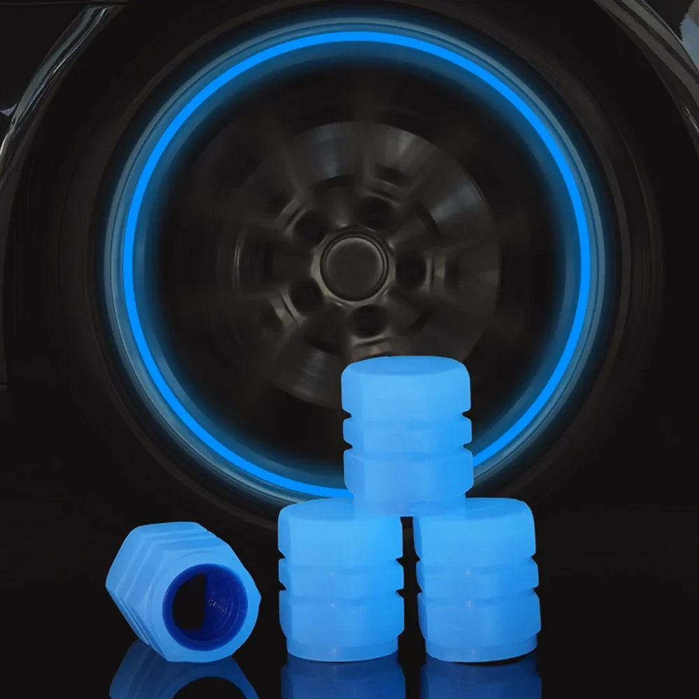 Glow-in-the-Dark Tire Valve Caps – Set of 4