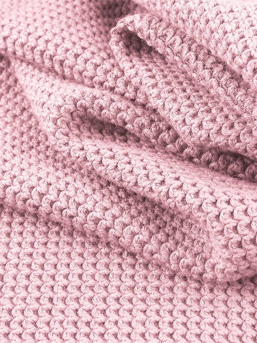 Button-Detail V-Neck Lantern-Sleeve Sweater