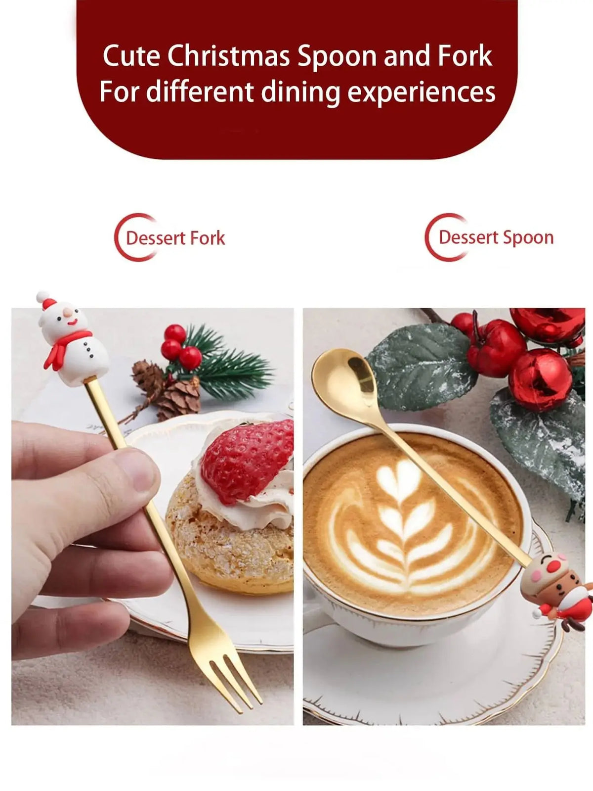 Christmas Dessert Spoon & Fork Gift Sets