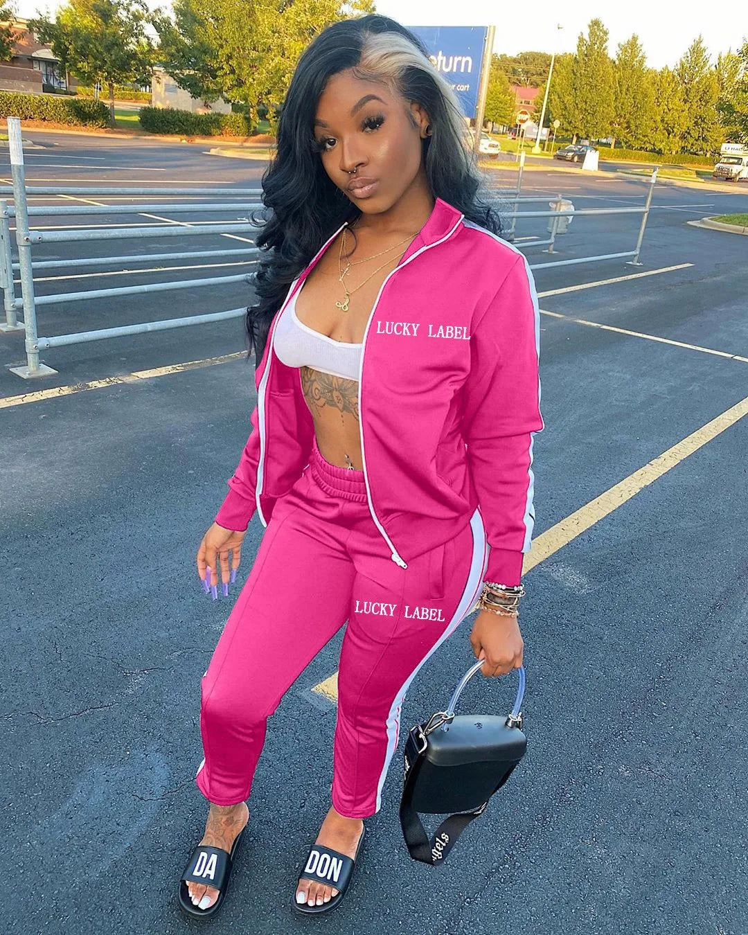 Women's Embroidered Zip-Up Top and Pants Set
