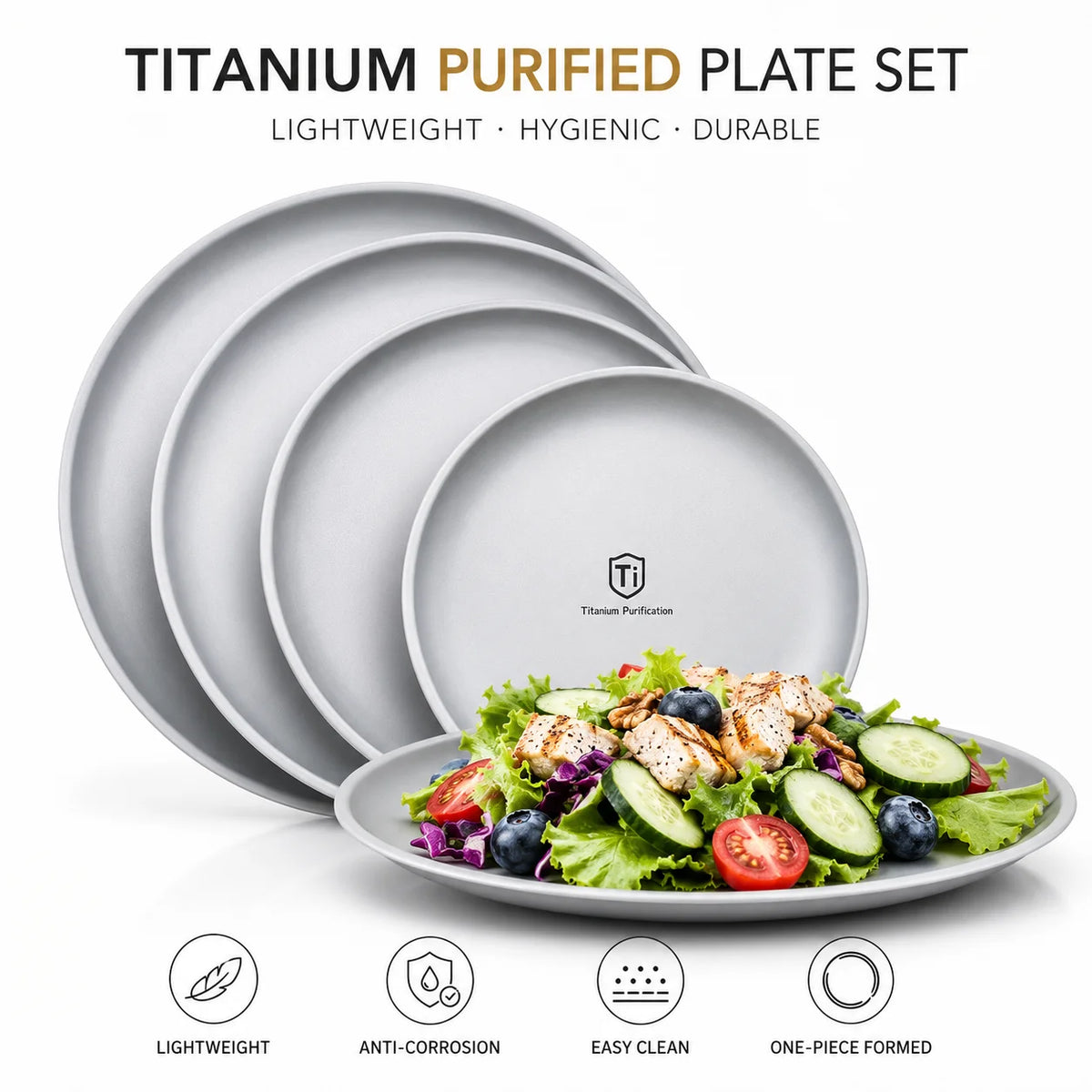 PGY Stackable Stainless Steel Camping Plates