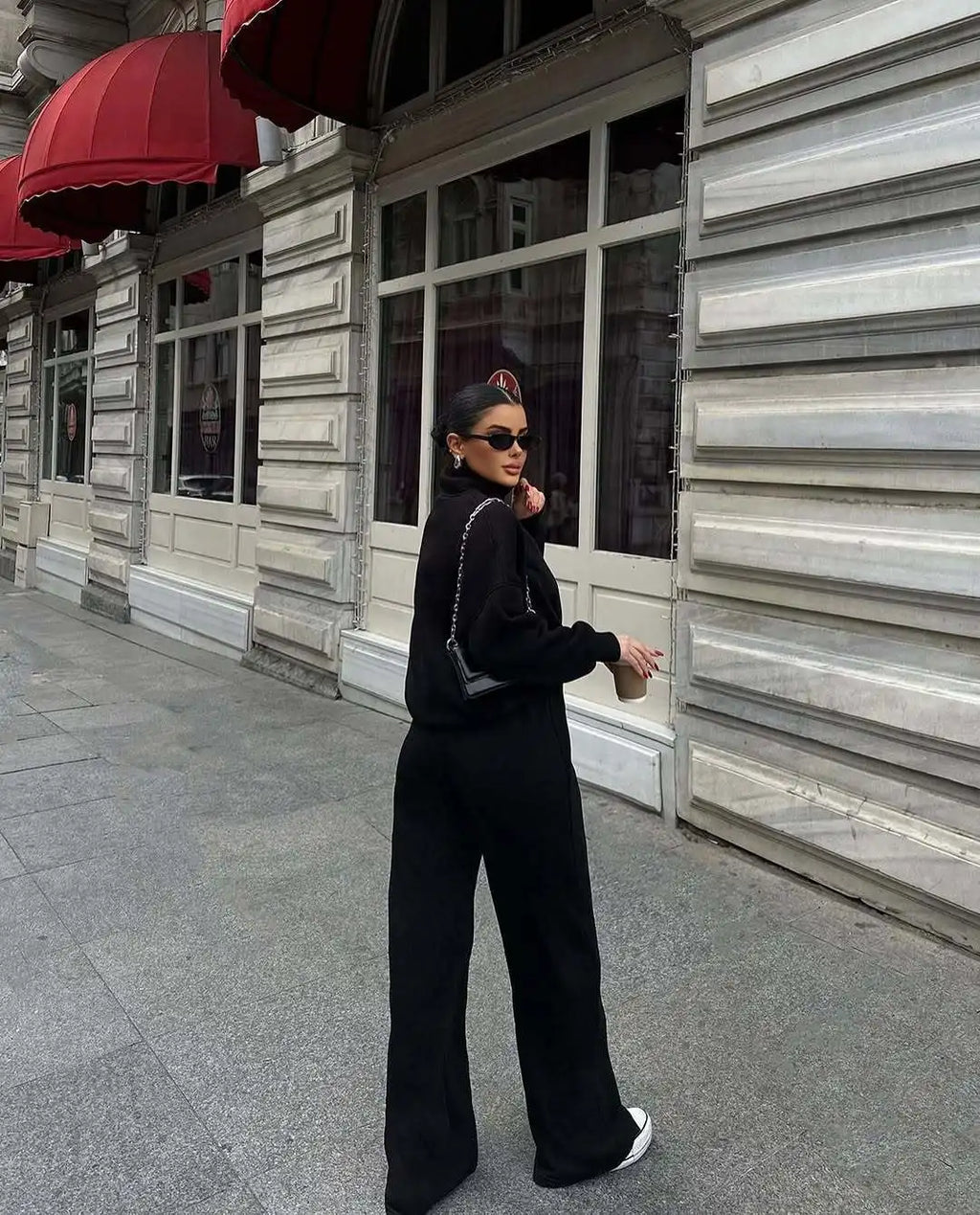 Women's Long-Sleeve Collared Top and Pants Set