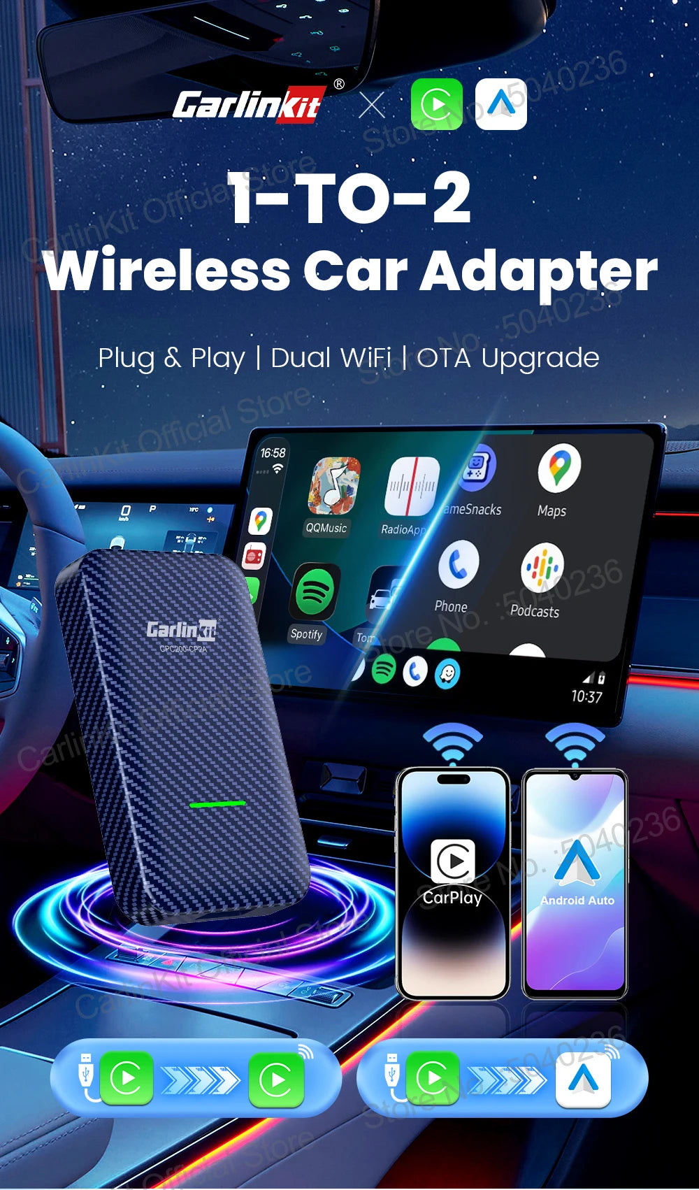 CarlinKit CP2A Wireless CarPlay & Android Auto Adapter