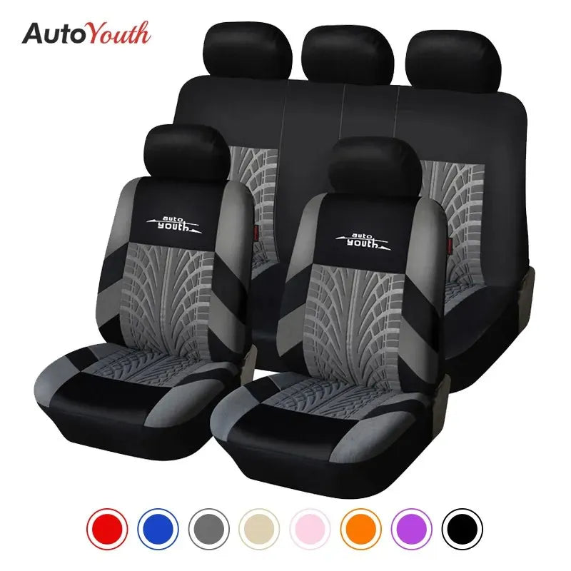 AUTOYOUTH Tire-Track Seat Covers – 9-Piece Set