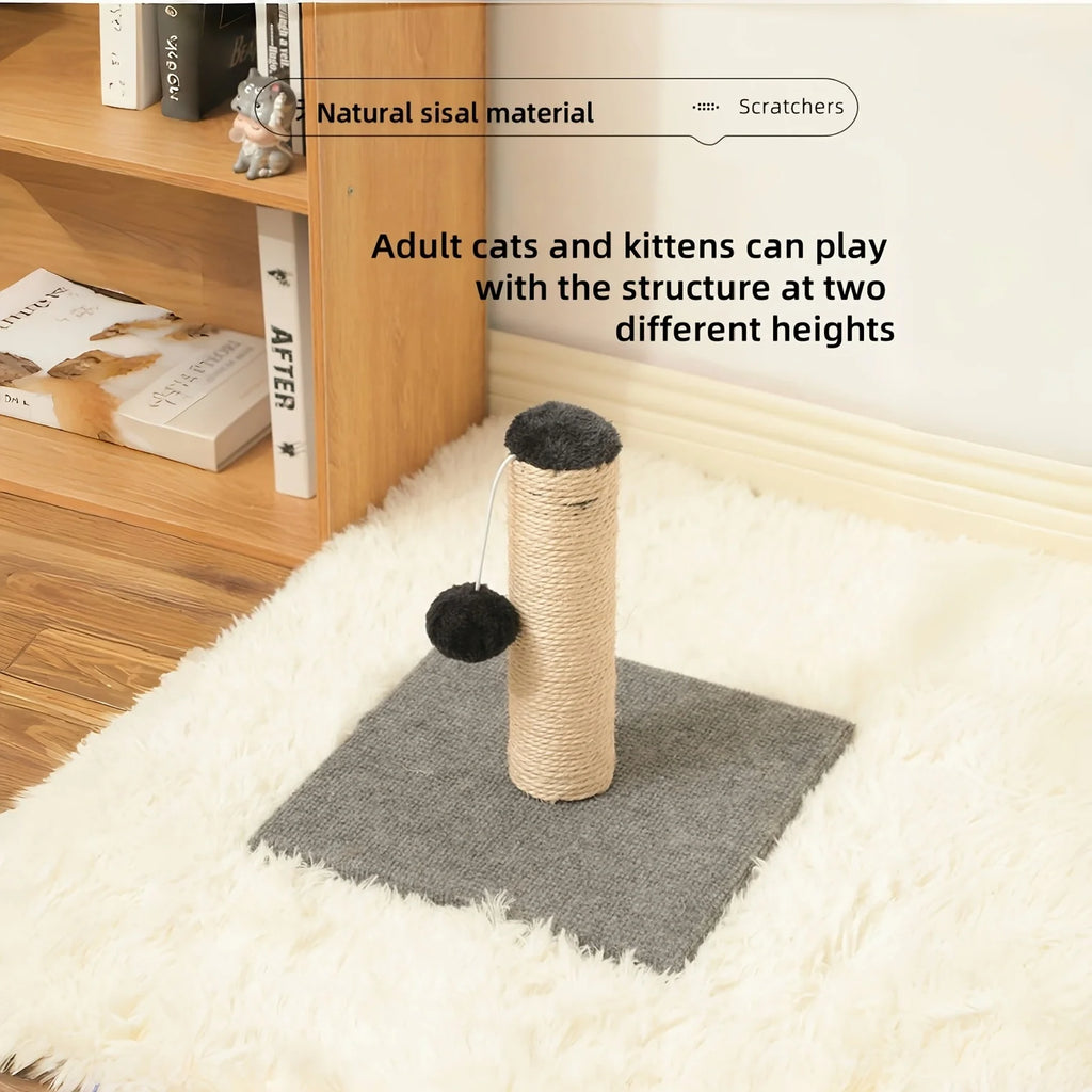 Grey Sisal Cat Scratching Post with Toy Ball