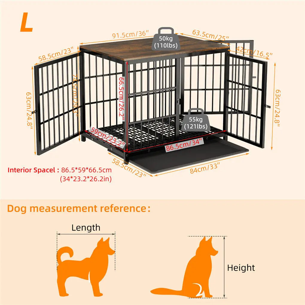 Wooden Dog Crate Furniture with Metal Frame
