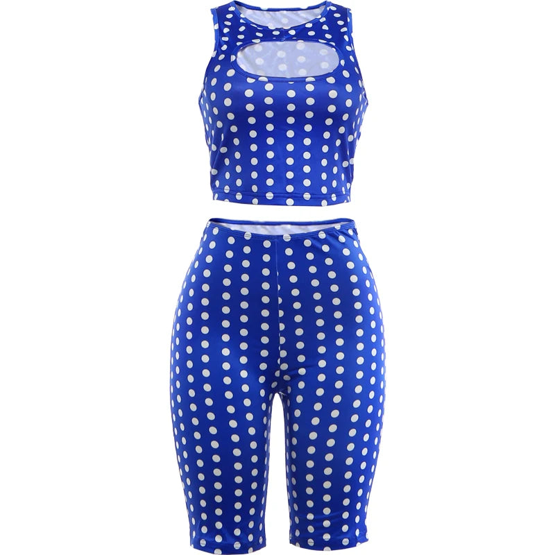 Women's Polka-Dot Crop Top and Shorts Set