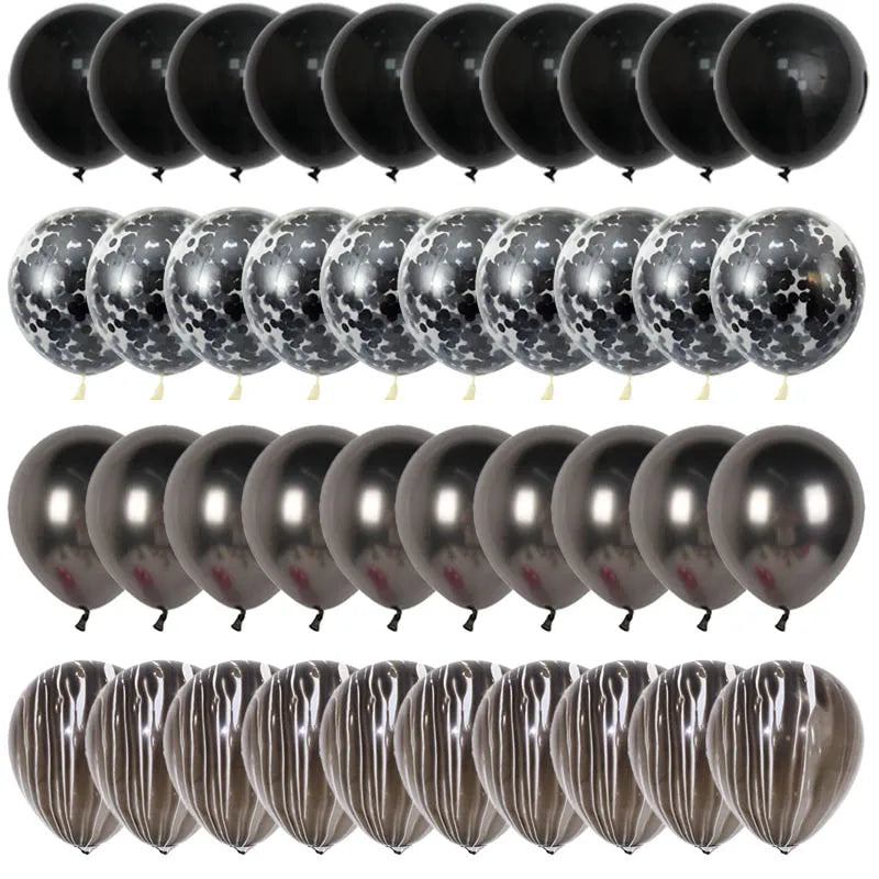 Black Confetti Latex Balloon Sets, 40 Pieces