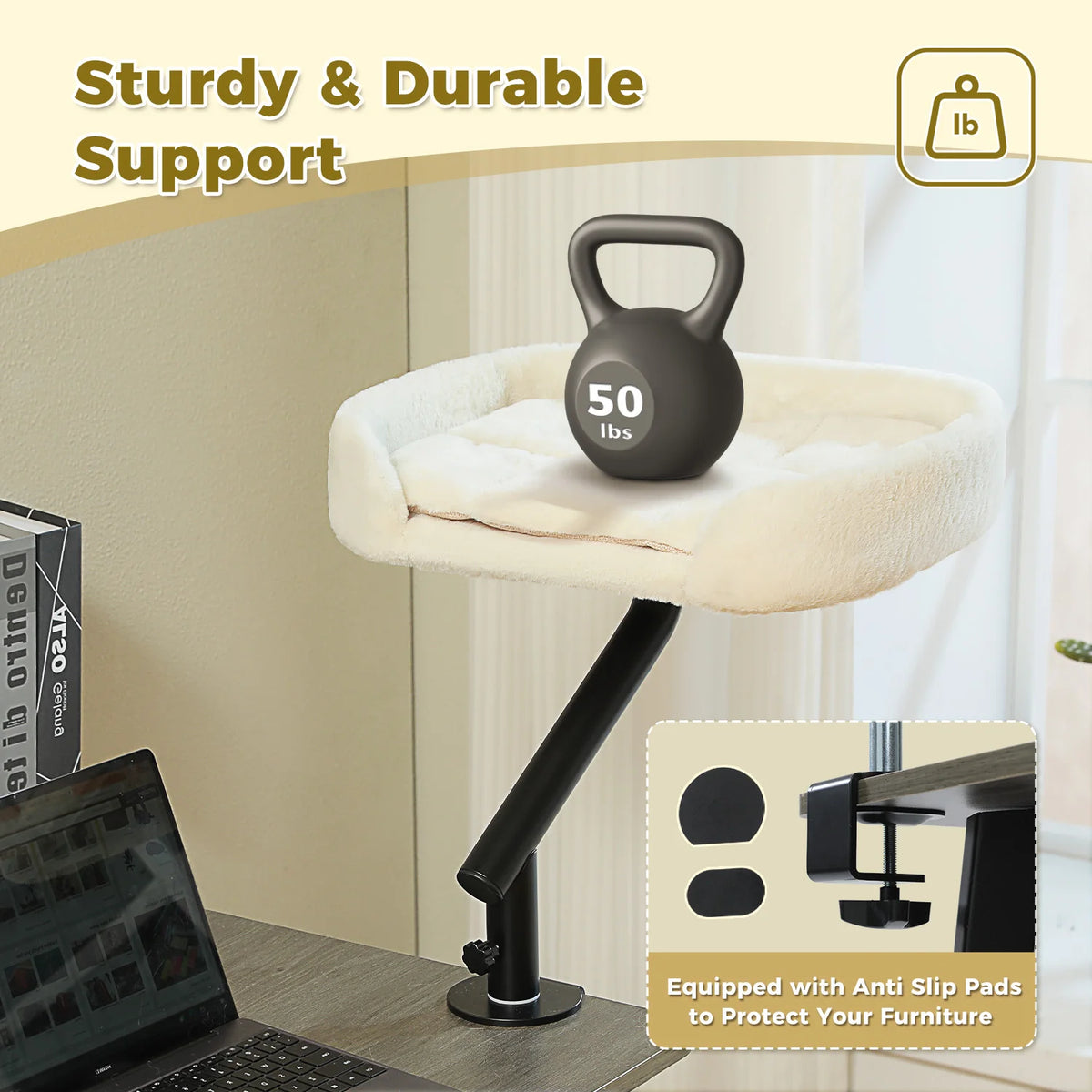 360° Rotating Desk-Mounted Cat Bed