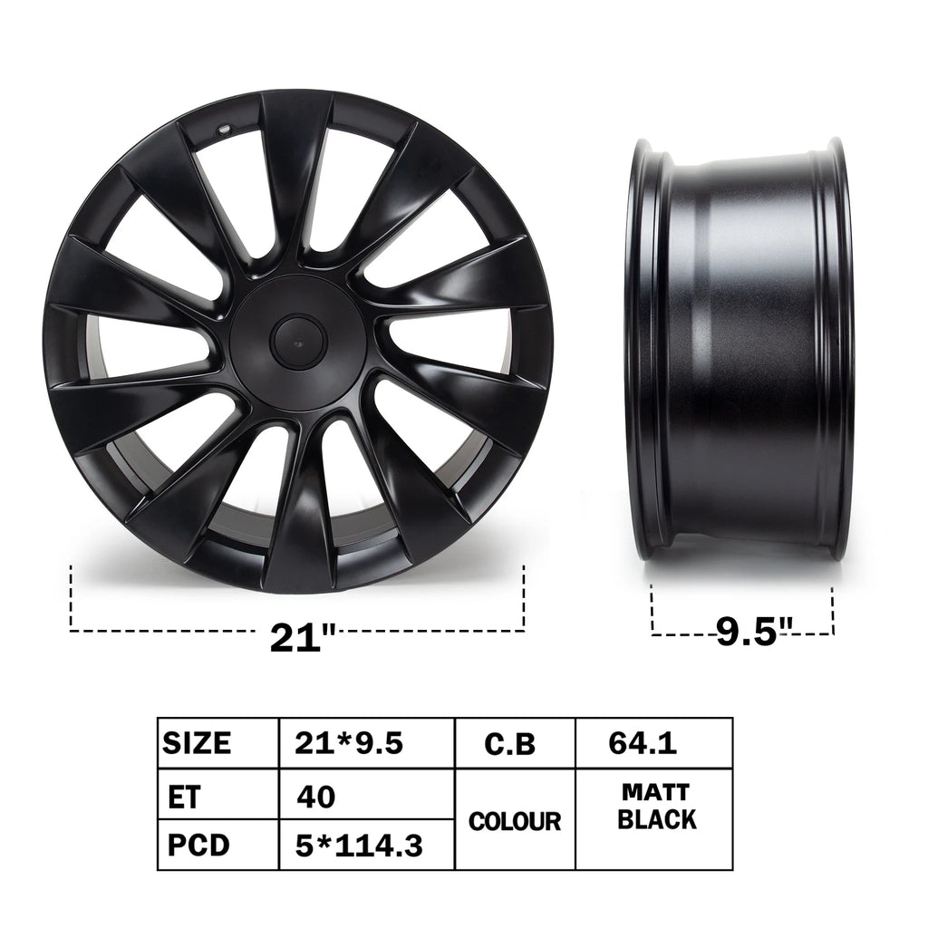 21×9.5 Black Front Alloy Wheel for Model Y – 5×114.3, ET40
