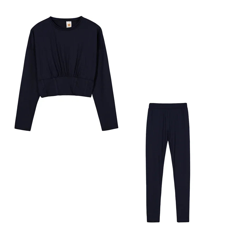 Women's Solid-Color Two-Piece Casual Outfit