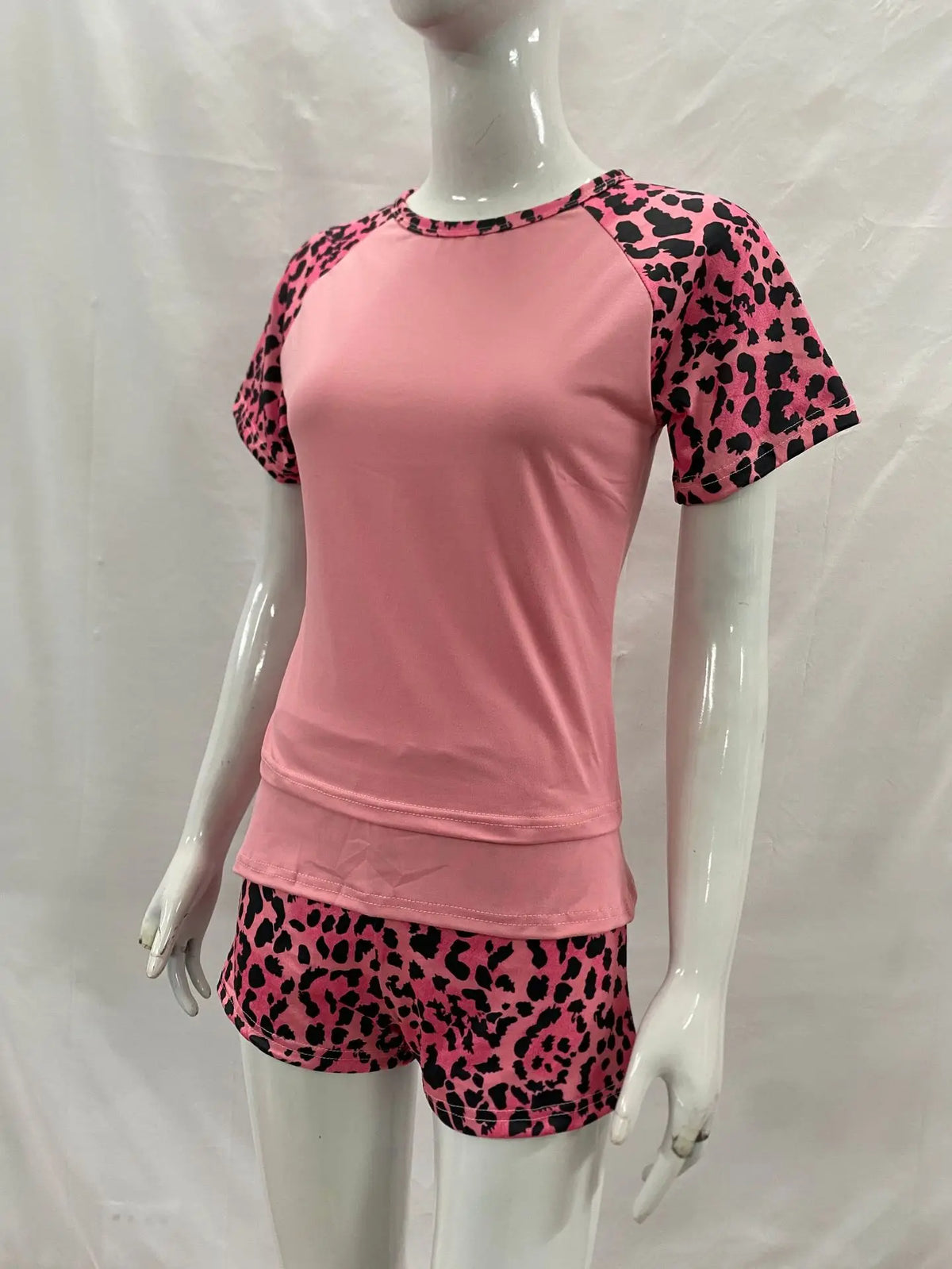 Women's Leopard-Patchwork Tee and Shorts Set