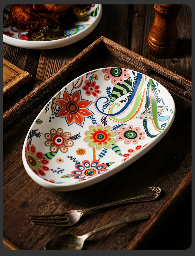 Floral Ceramic Dinner Plate — 8 Inch