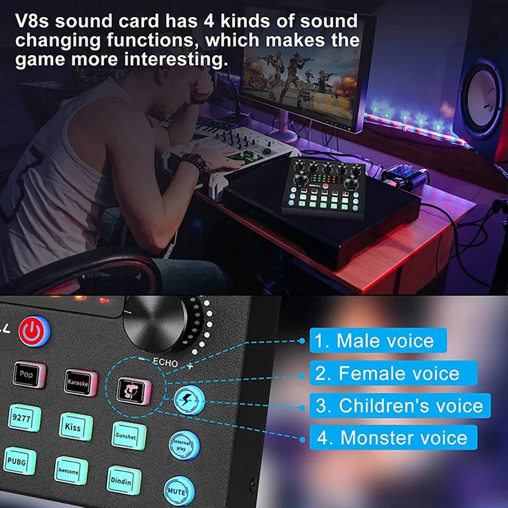 V8S Podcast Microphone & Audio Mixer Bundle