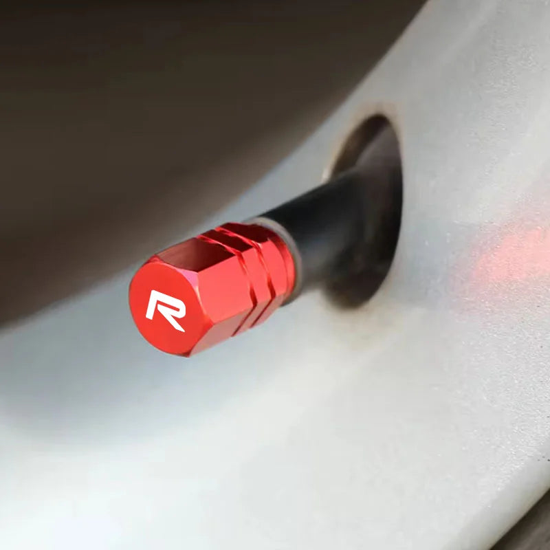 Aluminum R-Emblem Tire Valve Caps – Set of 4