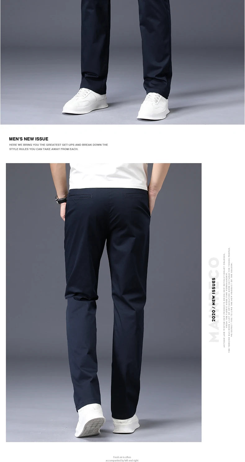 Men's Cotton-Blend Straight-Leg Stretch Pants