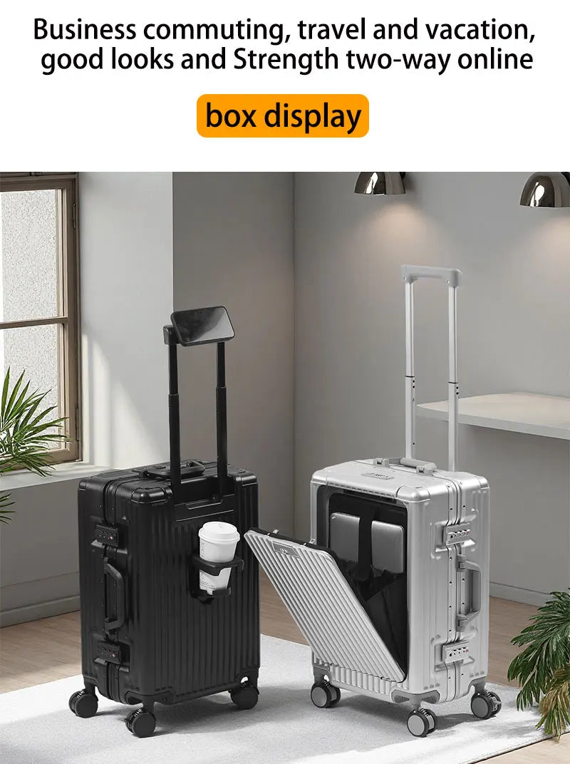 BunyFly Aluminum Frame Boarding Laptop Trolley Case 20 Inch Front Opening  Suitcase Cabin Luggage Bag Whispering Desires Shoppe