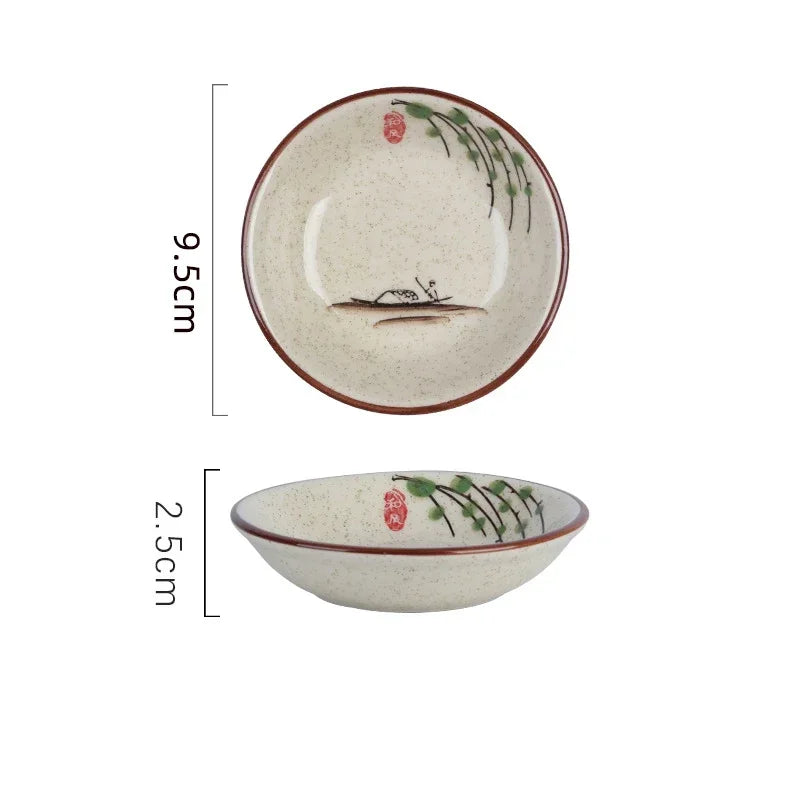 Flower and Bird Ceramic Sauce Dish — 9.5 cm