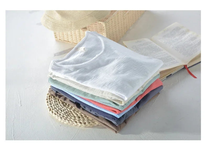 Men's Cotton Raw-Edge Crewneck T-Shirt