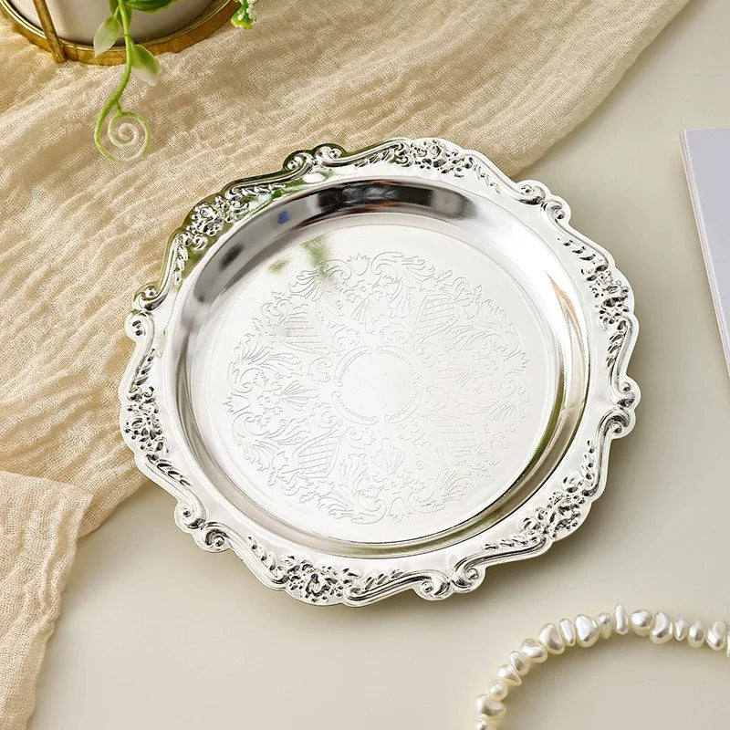 Vintage-Style Stainless Steel Dessert Plates