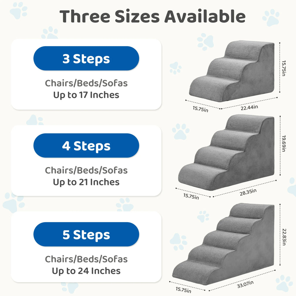 JHK 3-5 Step High-Density Foam Dog Stairs Ramp for Small Dogs Curved Pet Dog Steps Indoor Non-Slip Pet Ladder Ramp Stairs Whispering Desires Shoppe
