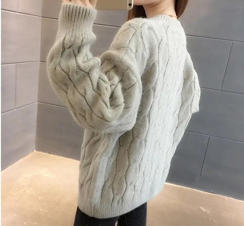 Women's Loose Round-Neck Knit Pullover