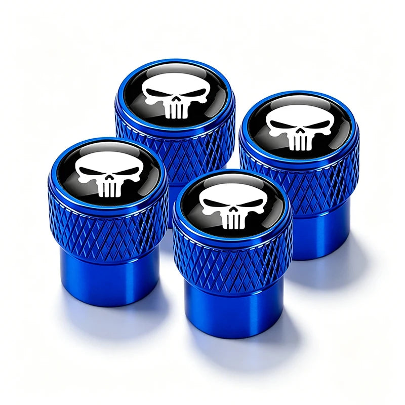 Metal Skull-Design Tire Valve Caps – Set of 4