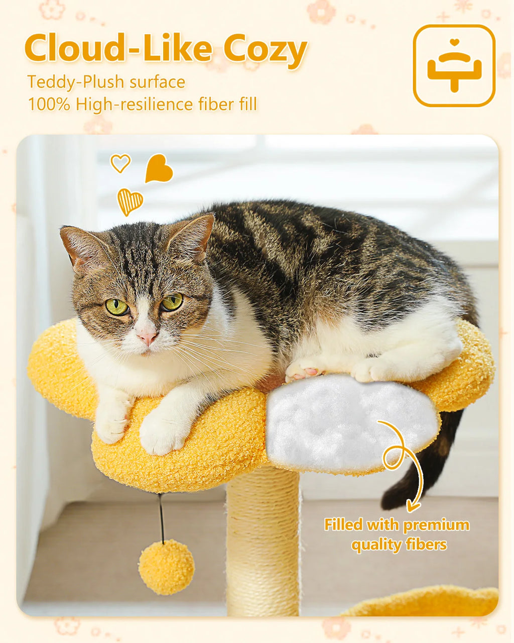 71cm Flower Cat Tree with Hammock & Scratching Post