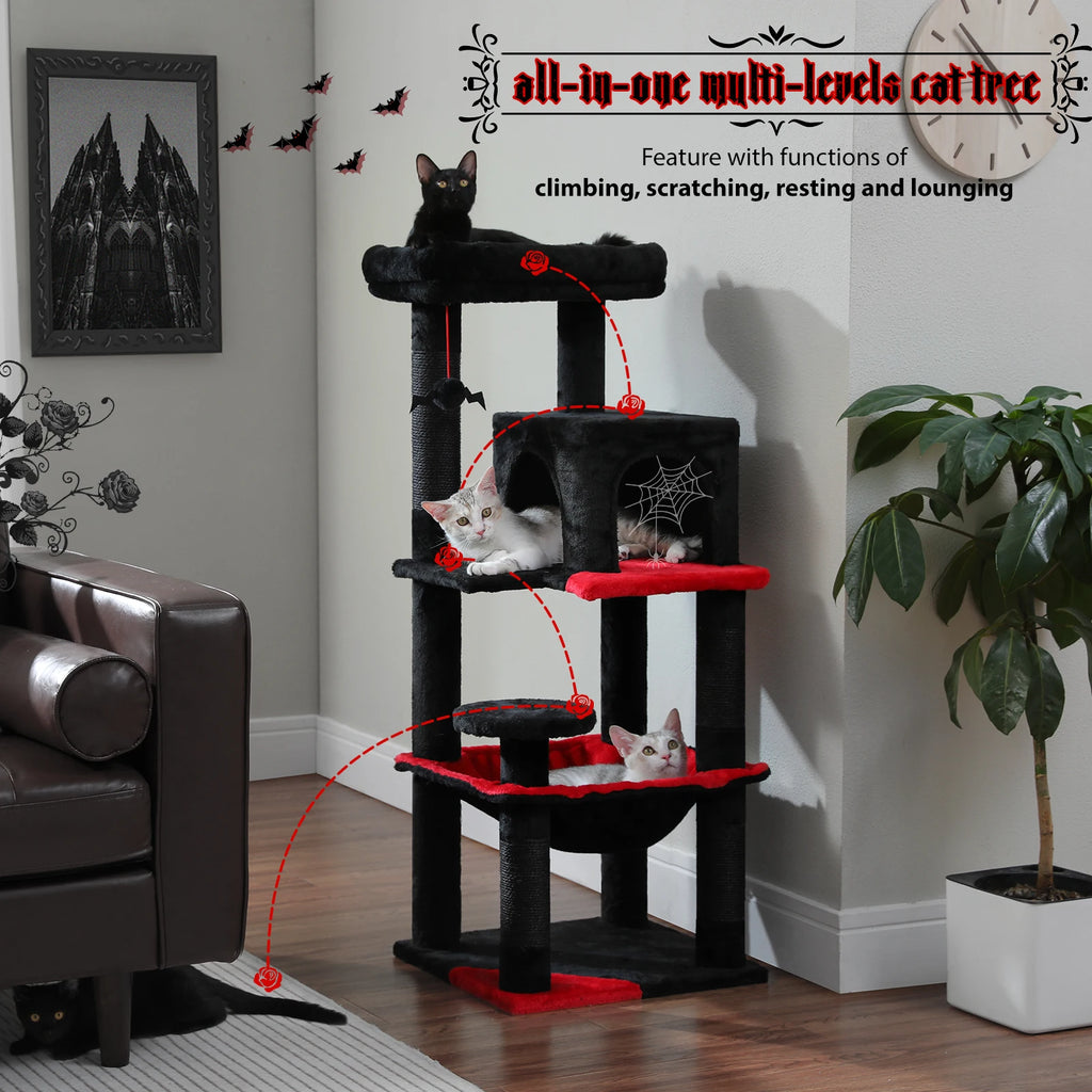 Gothic Cat Tree with Hammock & Condo