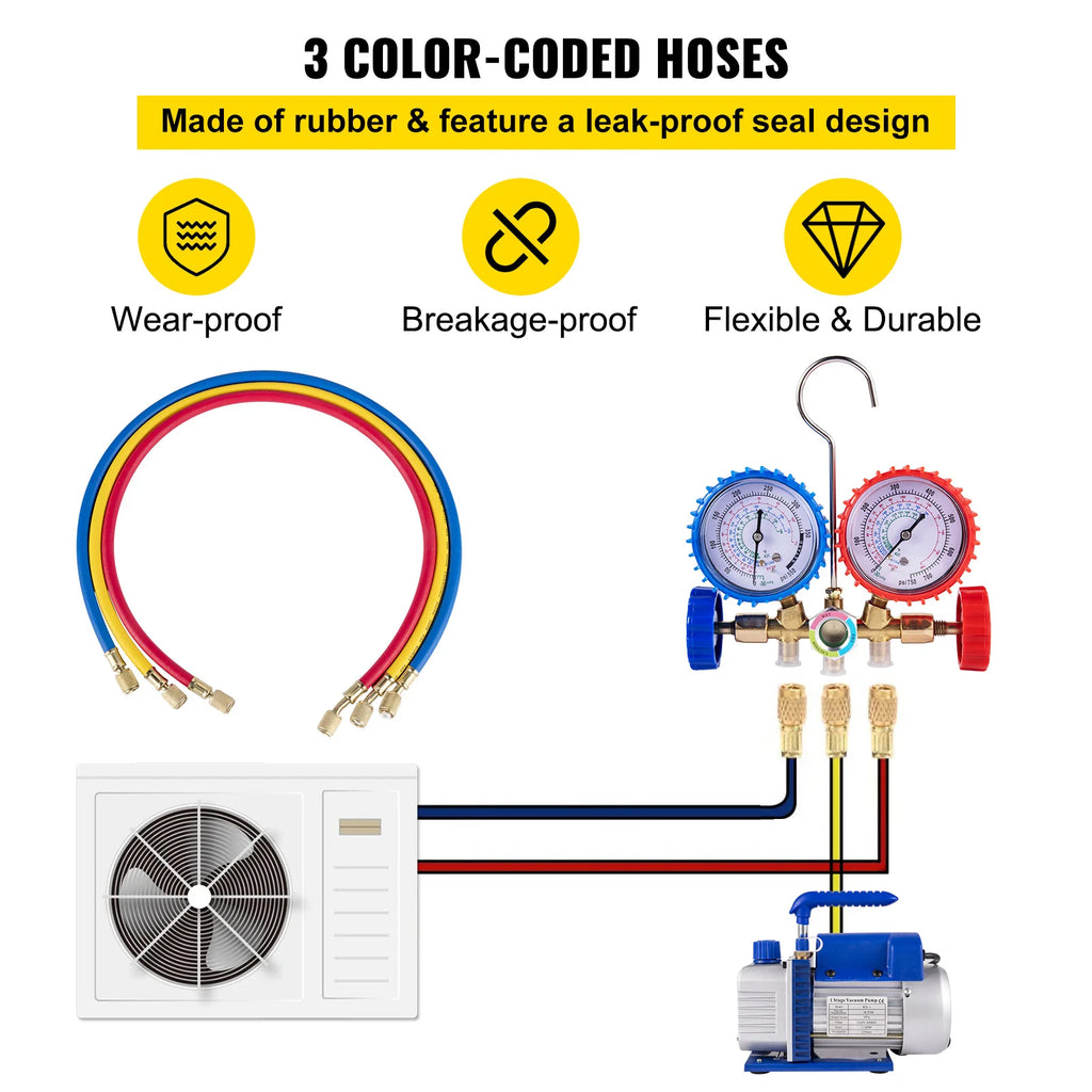 SucceBuy 3 CFM HVAC Vacuum Pump & Manifold Gauge Kit