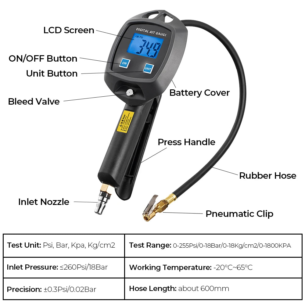 LEEPEE Digital Tire Inflator & Pressure Gauge