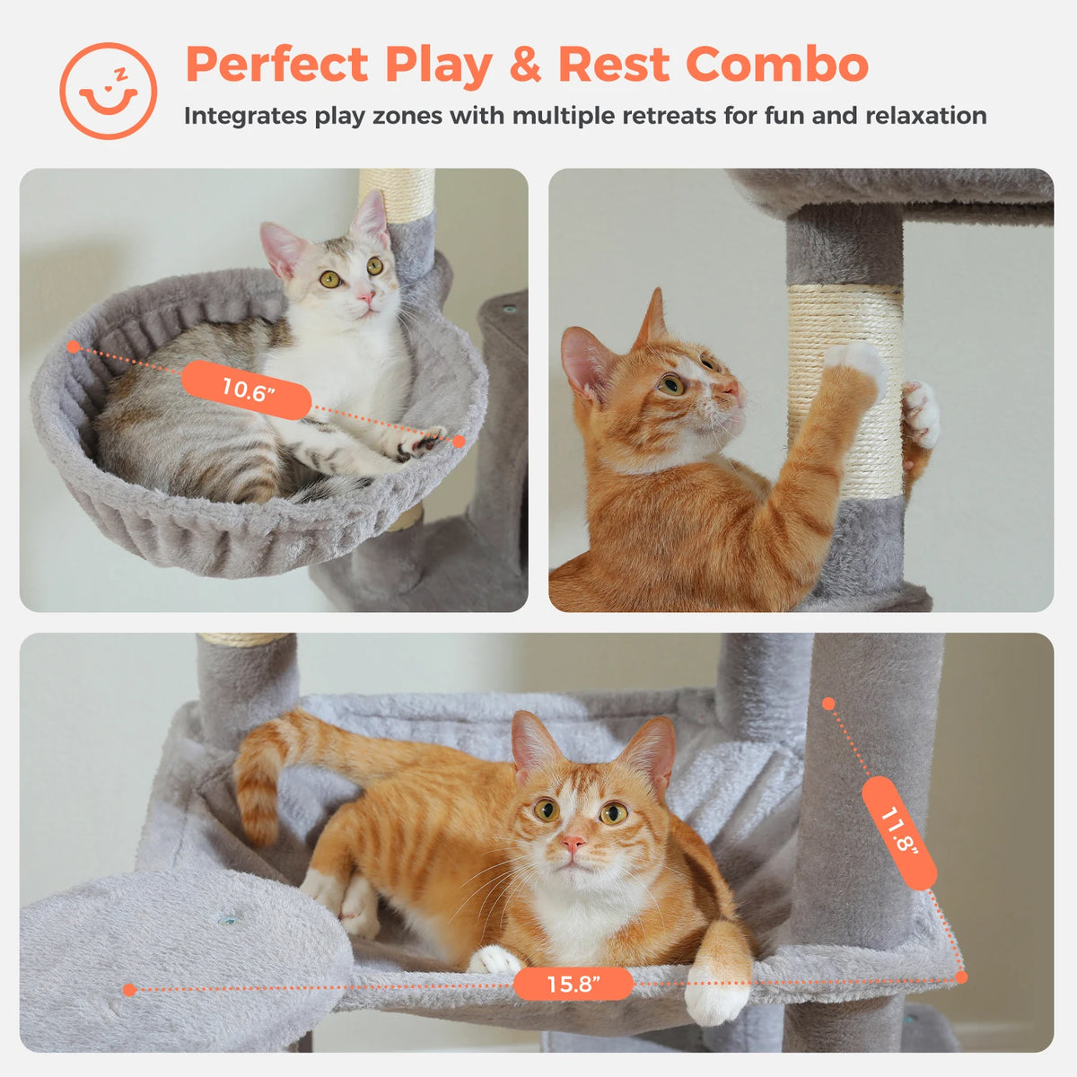 Tall Cat Tree for Indoor Cats Big Cat Tower with Super Large Hammock Cat Climbing Tree with Scratching Posts Condo House Black Whispering Desires Shoppe