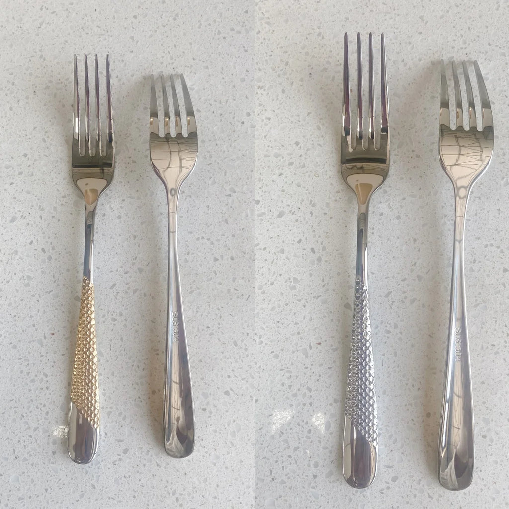 Hammered-Handle Stainless Steel Flatware Sets