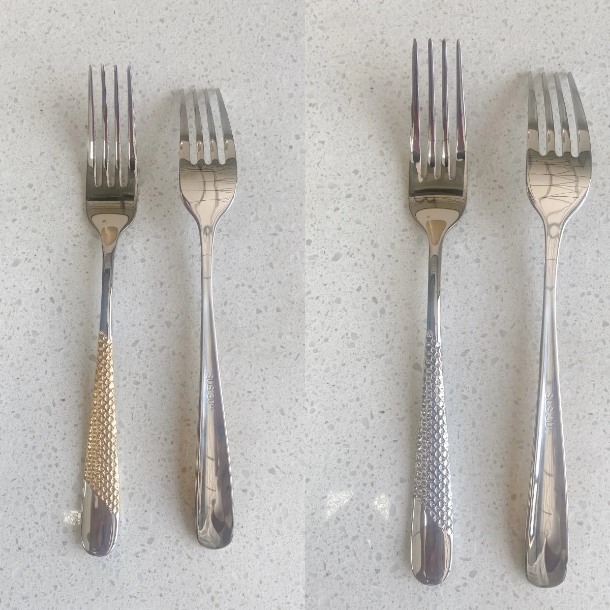 Hammered-Handle Stainless Steel Flatware Sets
