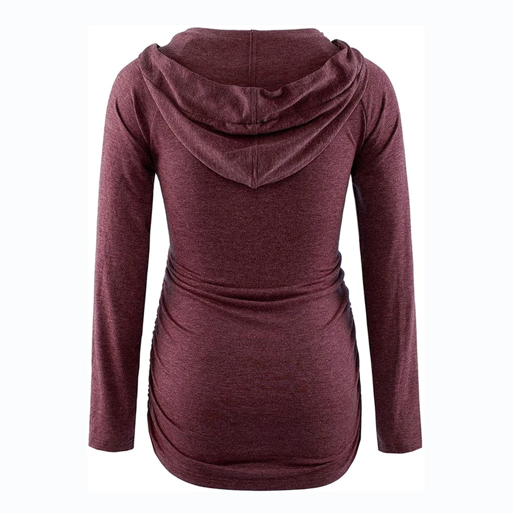 Striped V-Neck Maternity Hoodie
