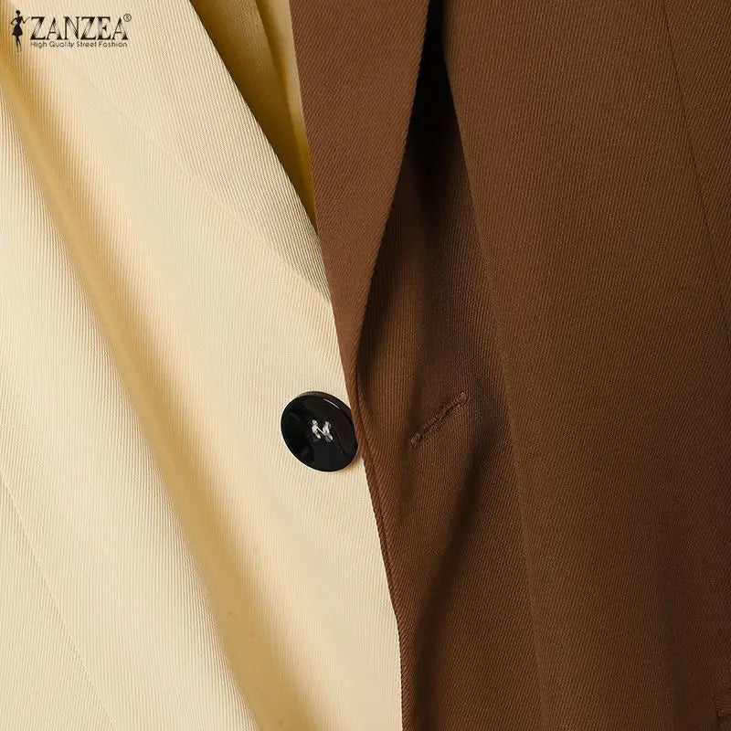 ZANZEA Patchwork Blouse and Pants Set