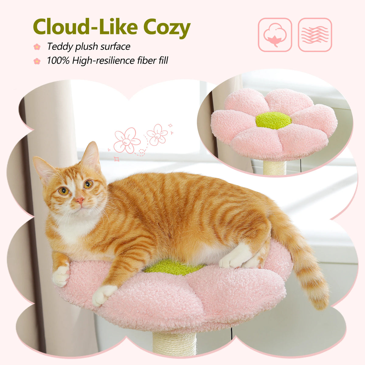 71cm Flower Cat Tree with Hammock & Scratching Post