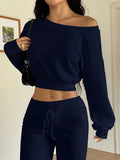 Women's Off-Shoulder Top and Flared Pants Set