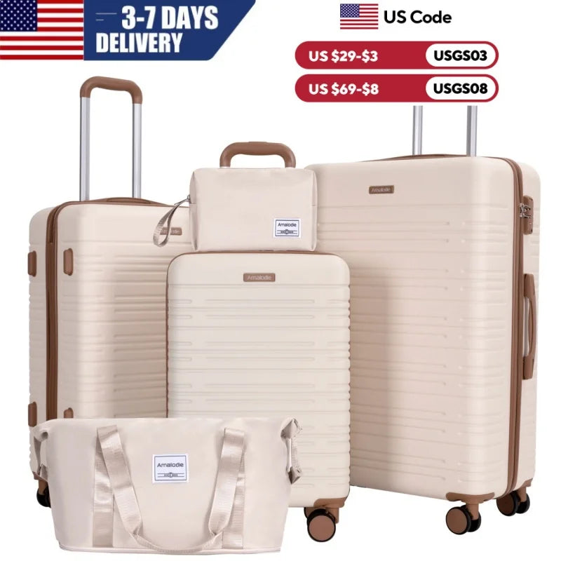 Luggage Sets 5-Piece Suitcases with Double Spinner Wheel,Suitcase Set ABS Hard Case Luggage with TSA Lock Whispering Desires Shoppe