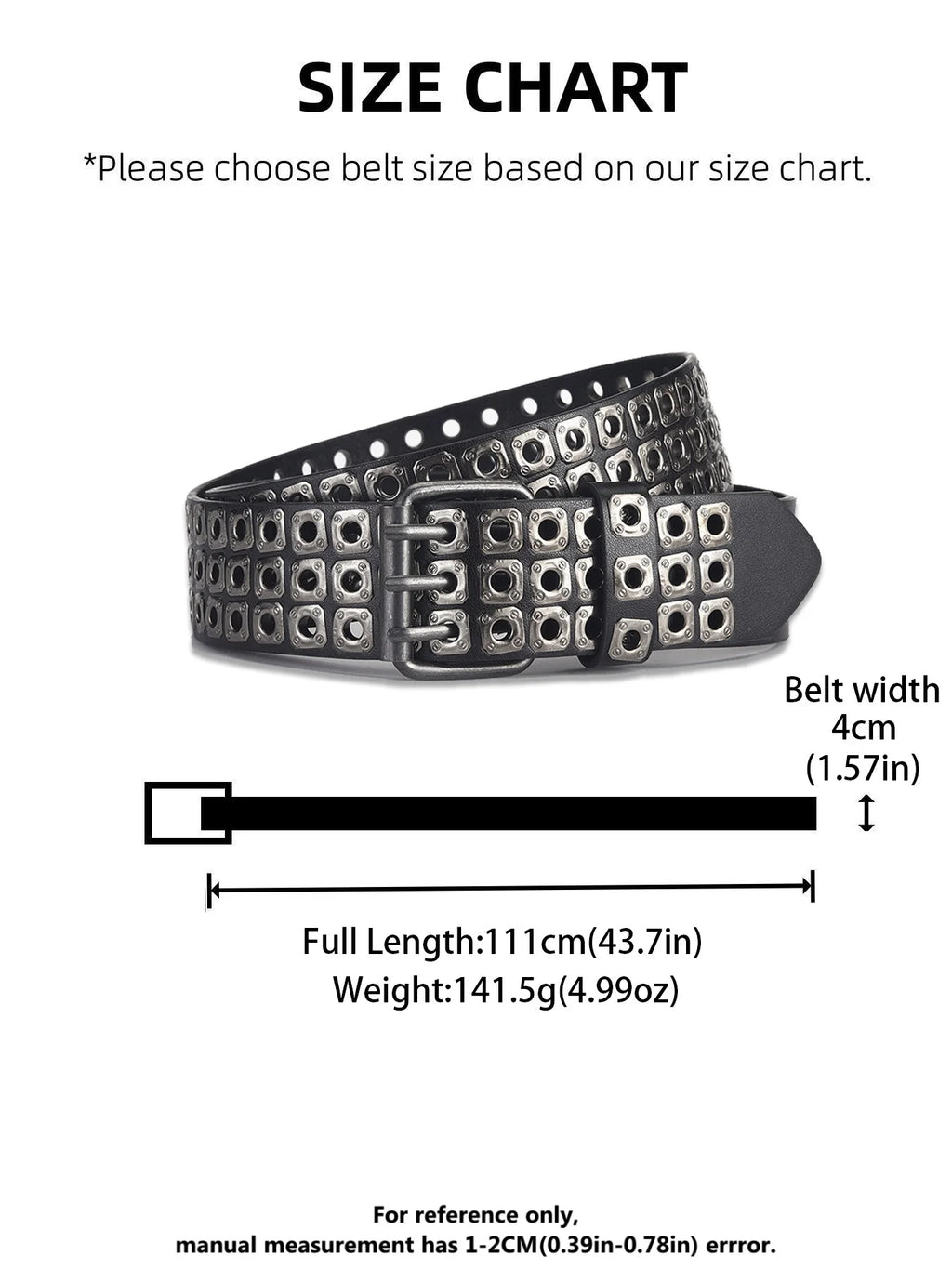 Unisex Punk-Style Studded PU Belt