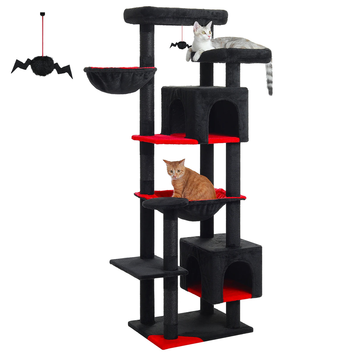 Tall Cat Tree for Indoor Cats Big Cat Tower with Super Large Hammock Cat Climbing Tree with Scratching Posts Condo House Black Whispering Desires Shoppe